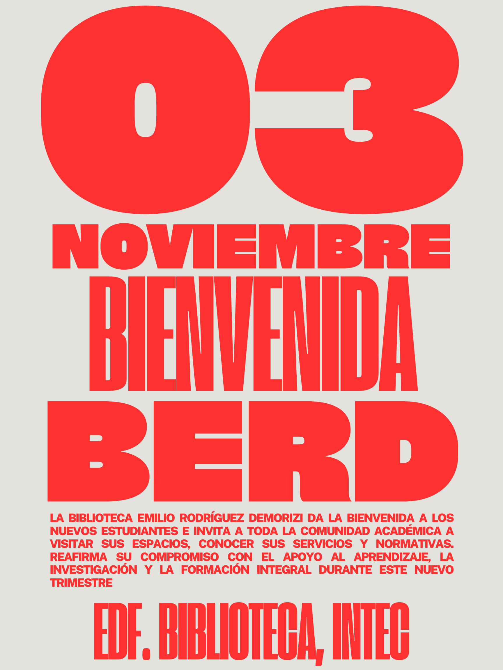 Bienvenida a un nuevo trimestre académico en la BERD Bienvenida a un nuevo trimestre académico en la BERD